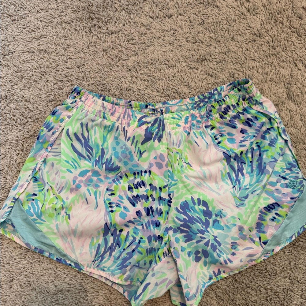 Lilly Pulitzer Luxletic Blue Green Purple Floral Shorts